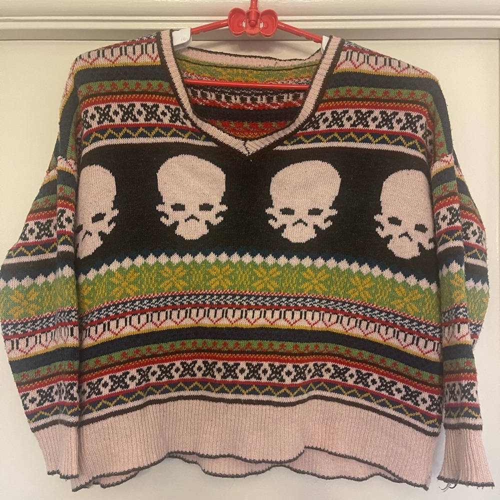 Skull Patterned Multicolor Sweater